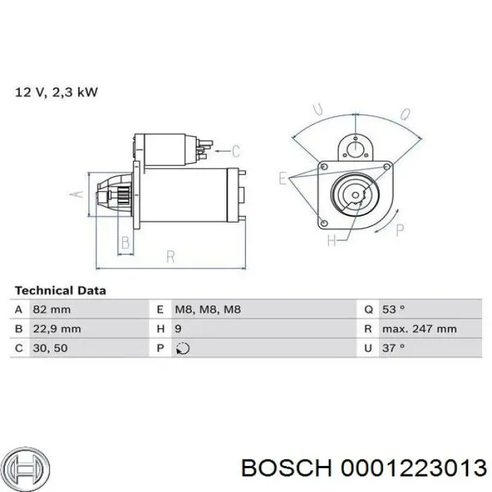 Motor de arranque 0001223013 Bosch