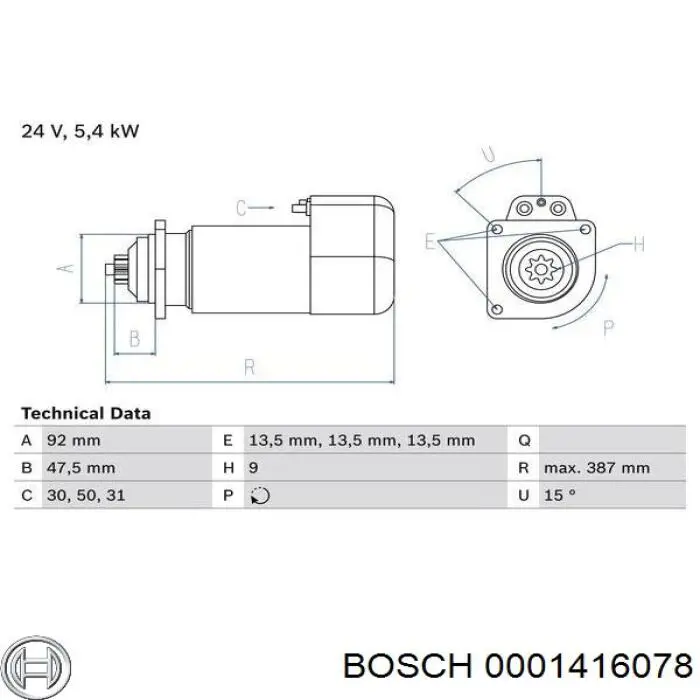 0001416078 Bosch Arranque motores