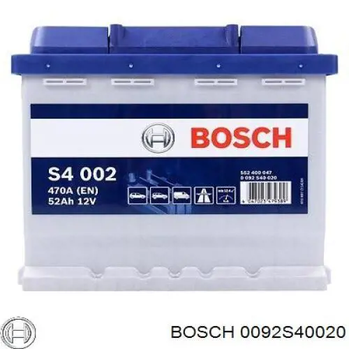 Batería de Arranque Bosch S4 Silver 52 ah 12 v B13 (0092S40020)