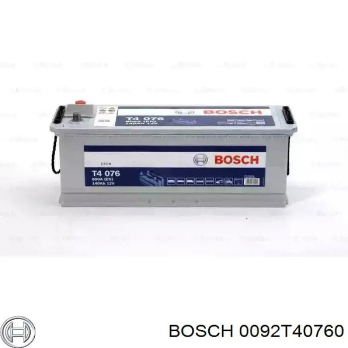 Batería de Arranque Bosch T4 140 ah 12 v B00|B03 (0092T40760)