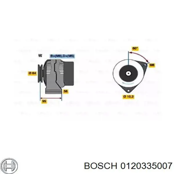 0120335007 Bosch Alternador de coche