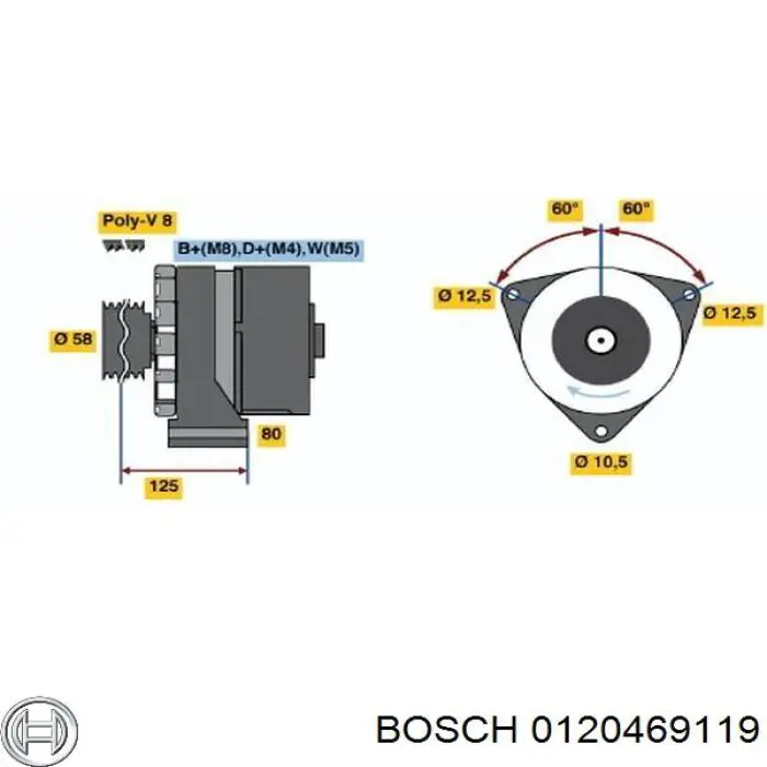 0120469119 Bosch Alternador de coche