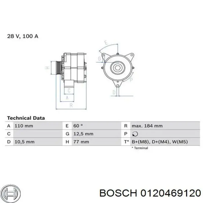 Alternador 1986A00750 Bosch
