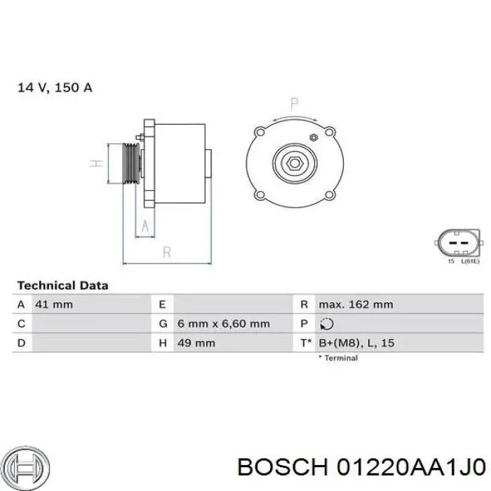 Alternador 01220AA1J0 Bosch
