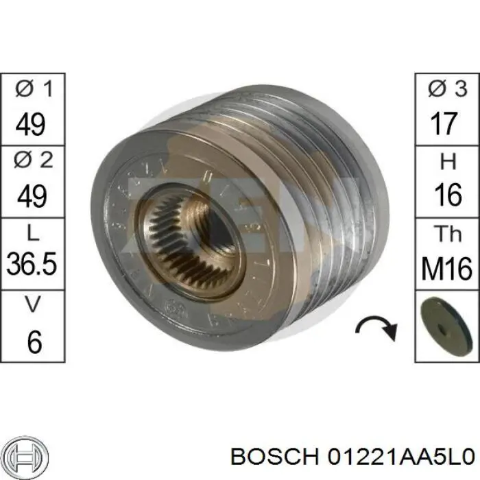 01221AA5L0 Bosch Rueda libre alternador 