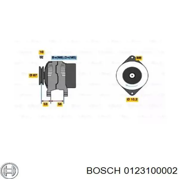Alternador del motor Bosch 0123100002 precio, desde 47,92 EUR