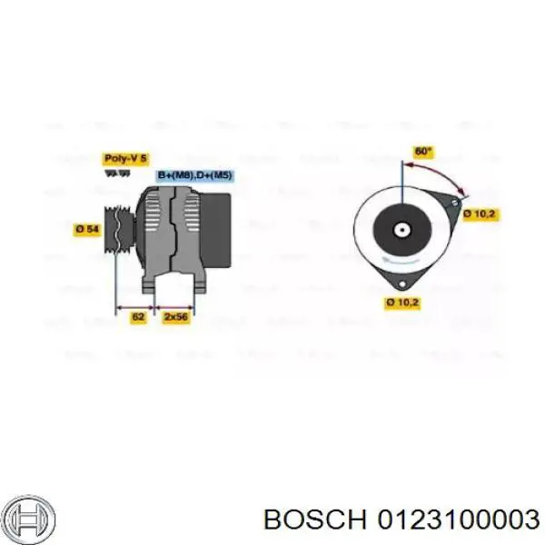 0123100003 Bosch Alternador de coche