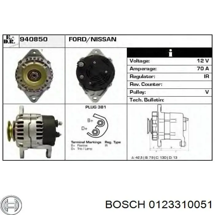 0123310051 Bosch alternador
