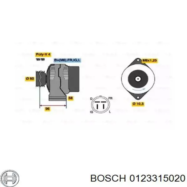 Alternador 0123315020 Bosch