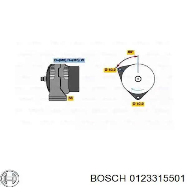 0123315501 Bosch Alternador de coche