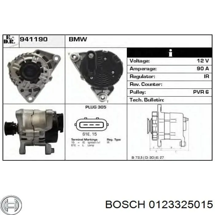 0123325015 Bosch alternador