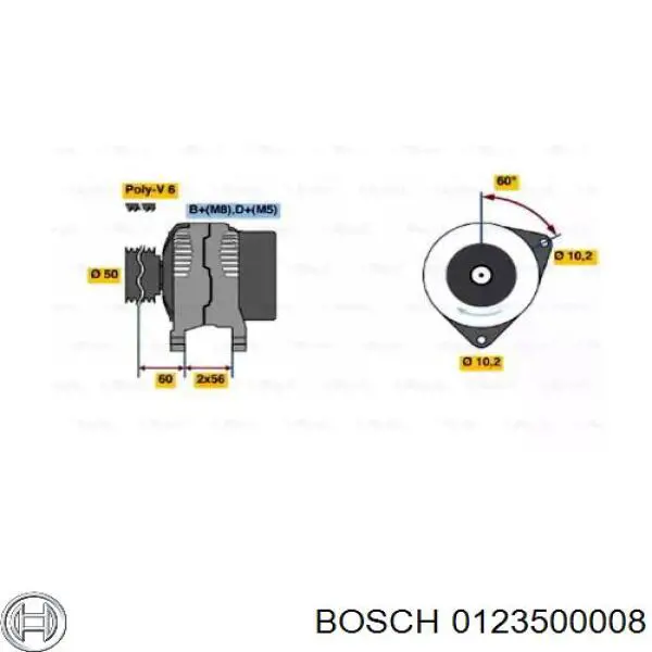0123500008 Bosch Alternador de coche
