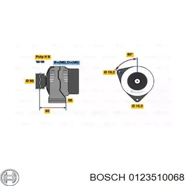 0123510068 Bosch Alternador de coche