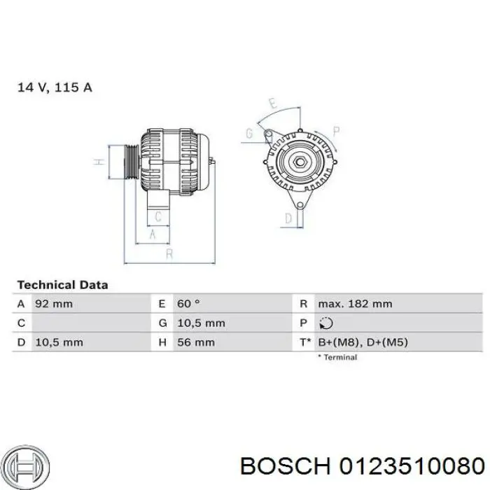Alternador 0123510080 Bosch