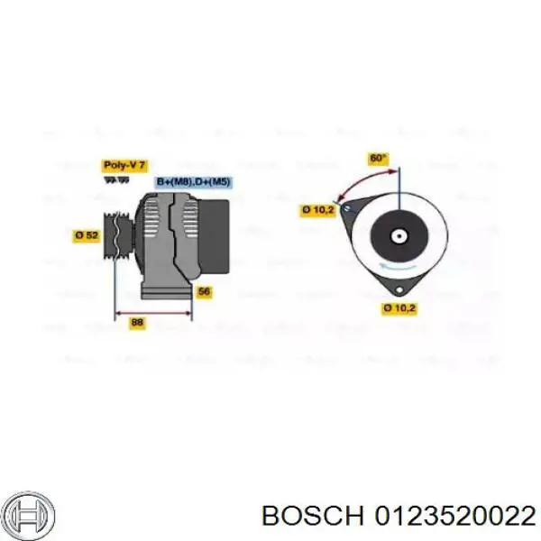 Alternador 0123520022 Bosch