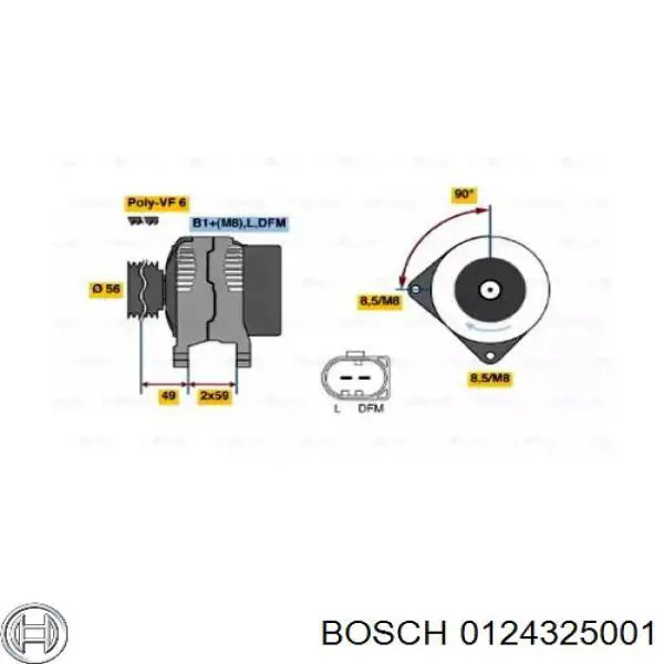 0124325001 Bosch Alternador de coche