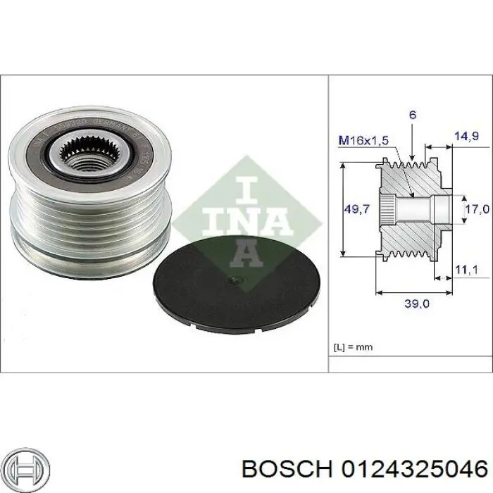 Alternador 0124325046 Bosch