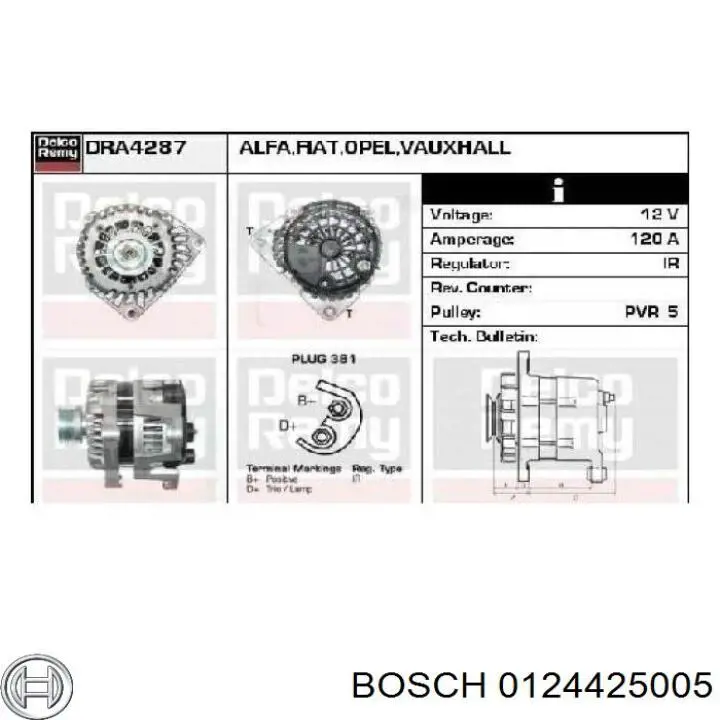 0124425005 Bosch alternador