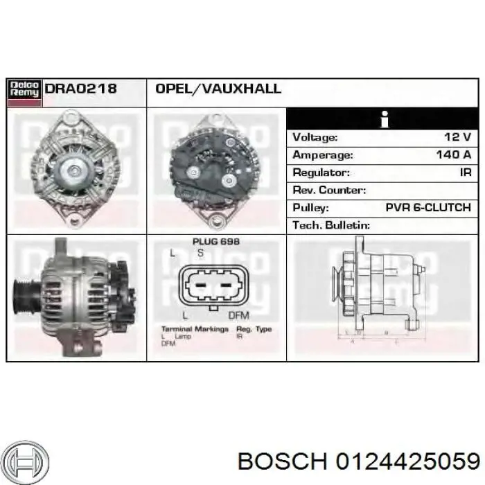 0124425059 Bosch Alternador de coche