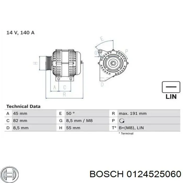 0124525060 Bosch Alternador de coche