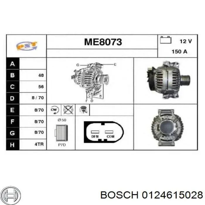 0124615028 Bosch Alternador de coche