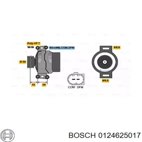 0124625017 Bosch Alternador de coche