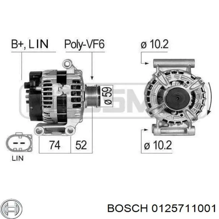 Alternador 0125711001 Bosch