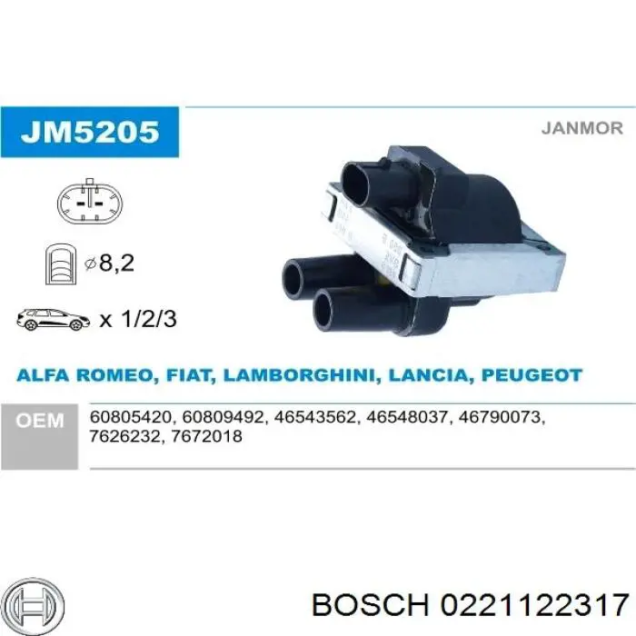 Bobina de chispa Bosch 0221122317 precio, desde 27,88 EUR