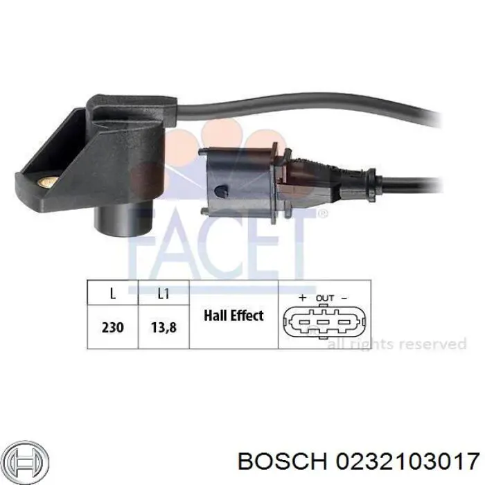 0232103017 Bosch sensor de arbol de levas