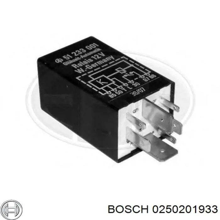 0250201933 Bosch Relé de bujías incandescentes