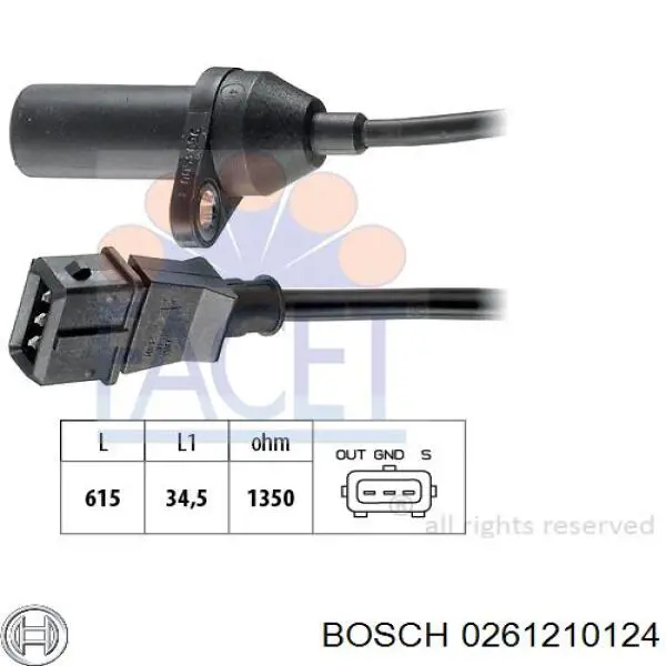 0261210124 Bosch Sensor de posición del cigüeñal