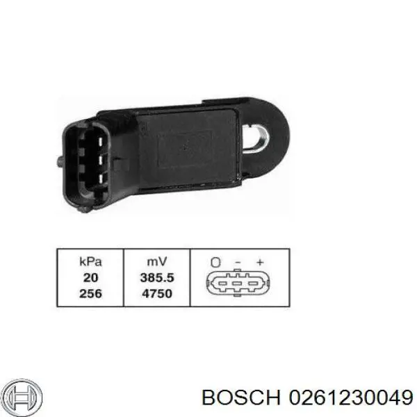 Sensor, presión colector de admisión  Bosch 0261230049 precio, desde 30,28 EUR