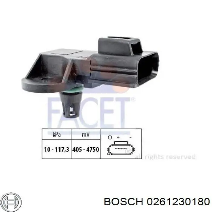 Sensor de presión del colector de admisión 0261230180 Bosch