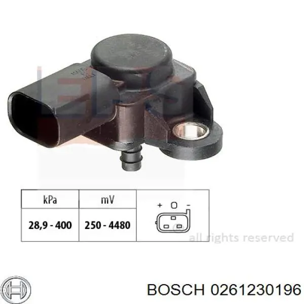 0261230196 Bosch sensor de presion del colector de admision