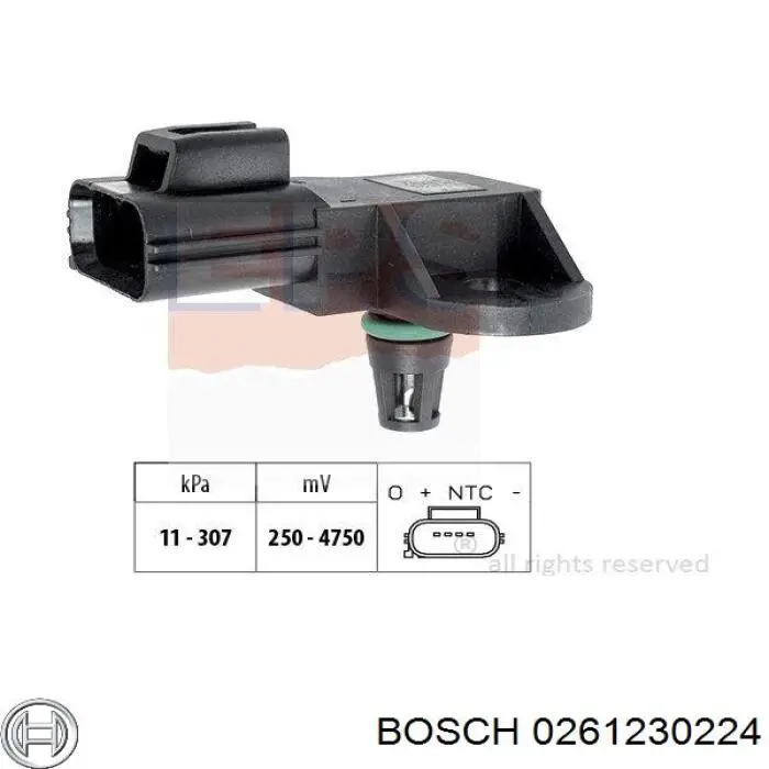 0261230224 Bosch sensor de presion del colector de admision