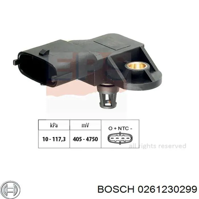 0261230299 Bosch sensor de presion del colector de admision