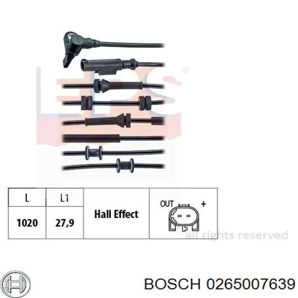 0265007639 Bosch sensor abs delantero