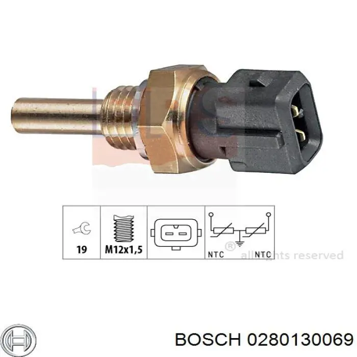 0 280 130 069 Bosch sensor, temperatura del refrigerante (encendido el ventilador del radiador)