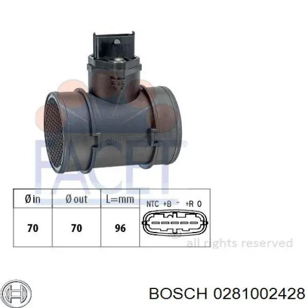 Medidor de flujo de aire Bosch 0281002428 precio, desde 34,85 EUR