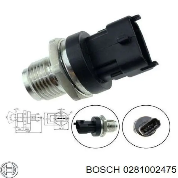 Sensor de presión de combustible 0281002475 Bosch