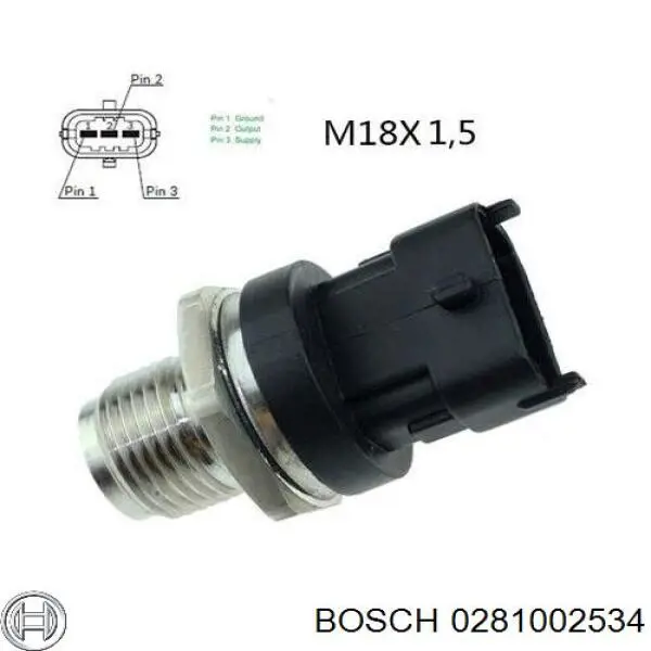0281002534 Bosch sensor de presión de combustible