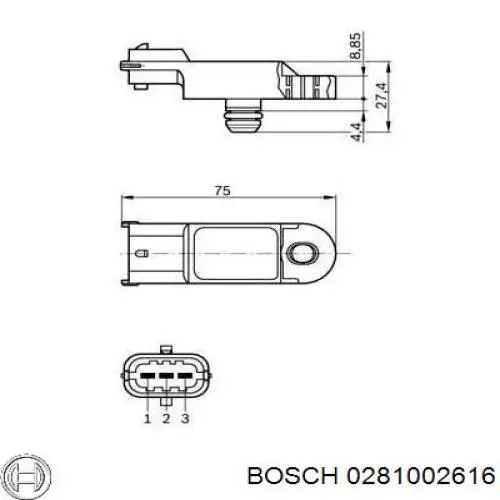 Sensor de presión del colector de admisión 0281002616 Bosch
