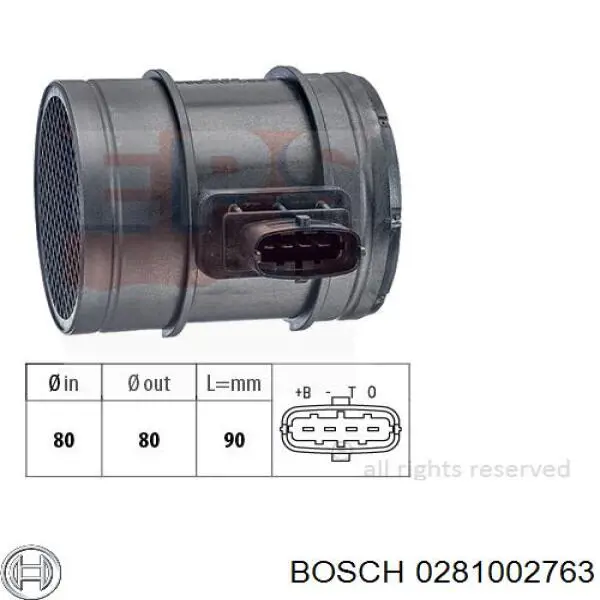 Medidor de flujo de aire Bosch 0281002763 precio, desde 72,96 EUR