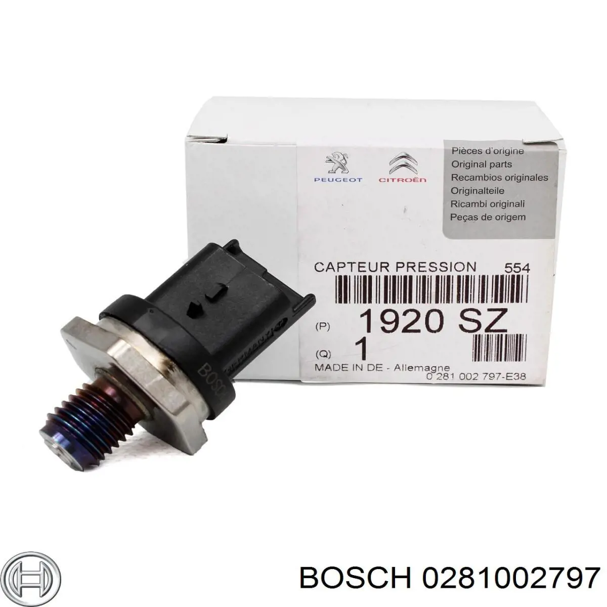 Sensor de presión de combustible 0281002797 Bosch