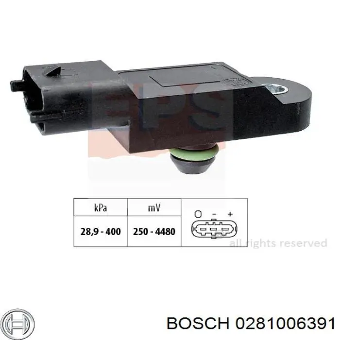 0281006391 Bosch sensor de presion de carga (inyeccion de aire turbina)