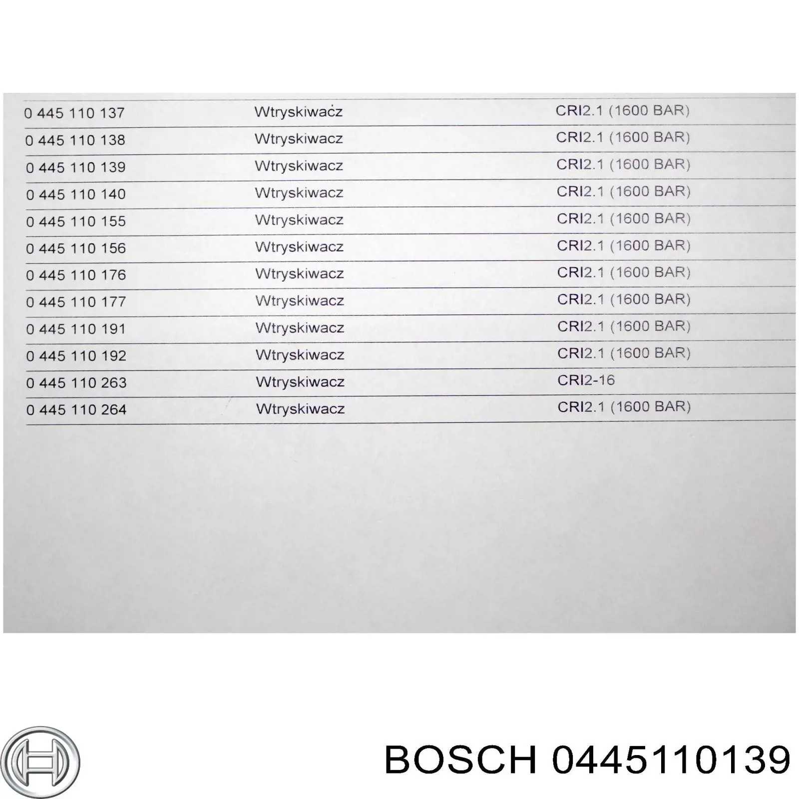0 445 110 139 Bosch inyector