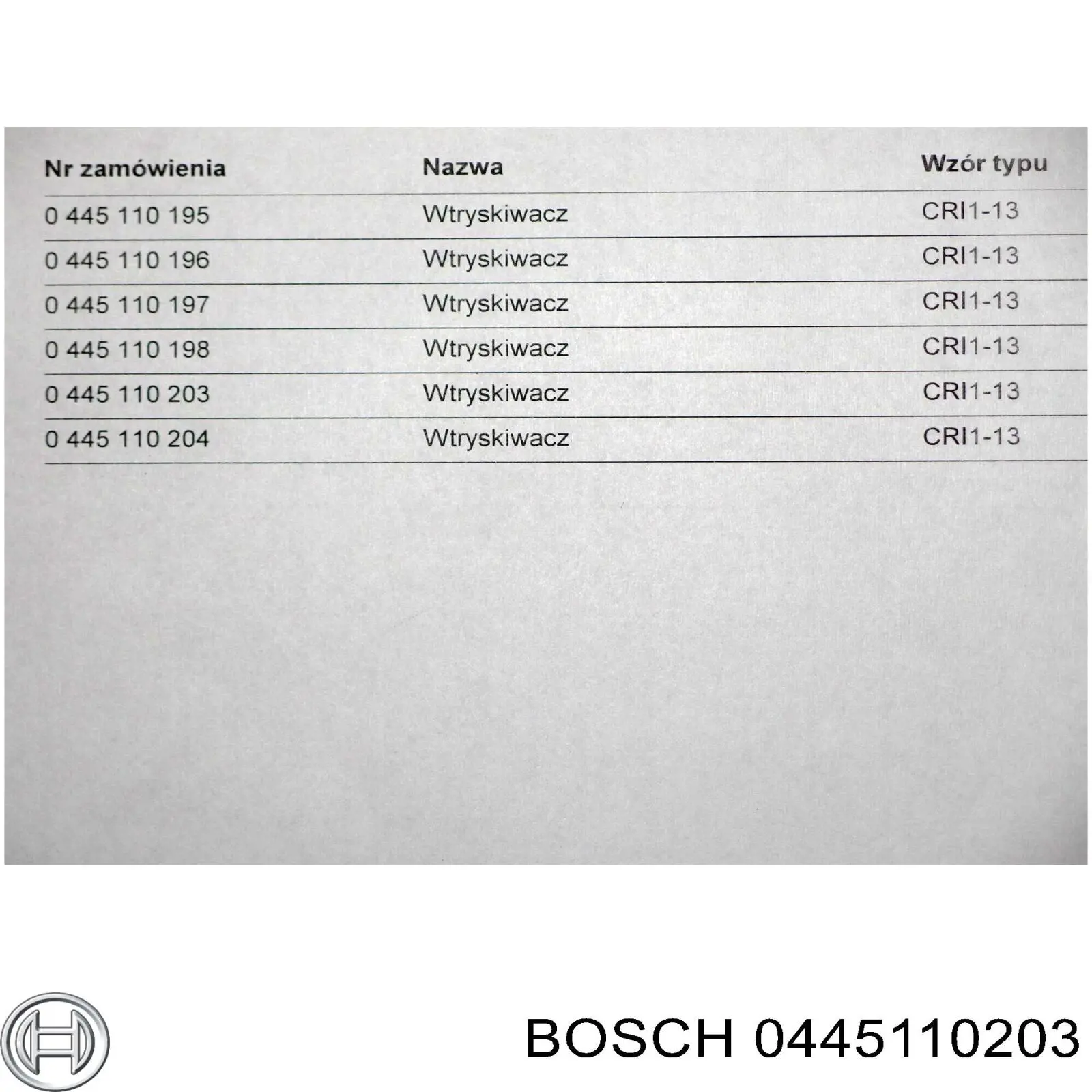 0 445 110 203 Bosch inyector