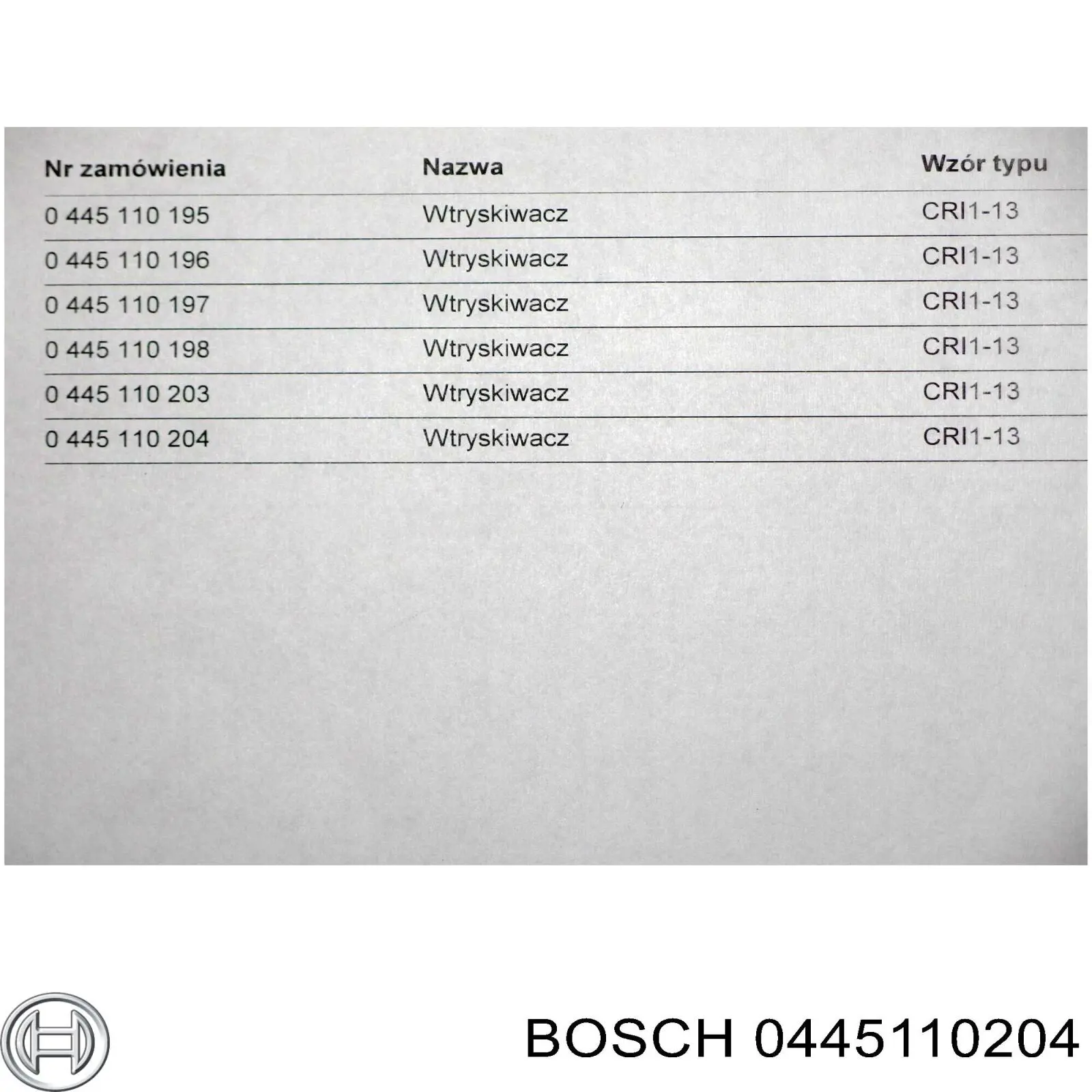 0445110204 Bosch inyector de combustible