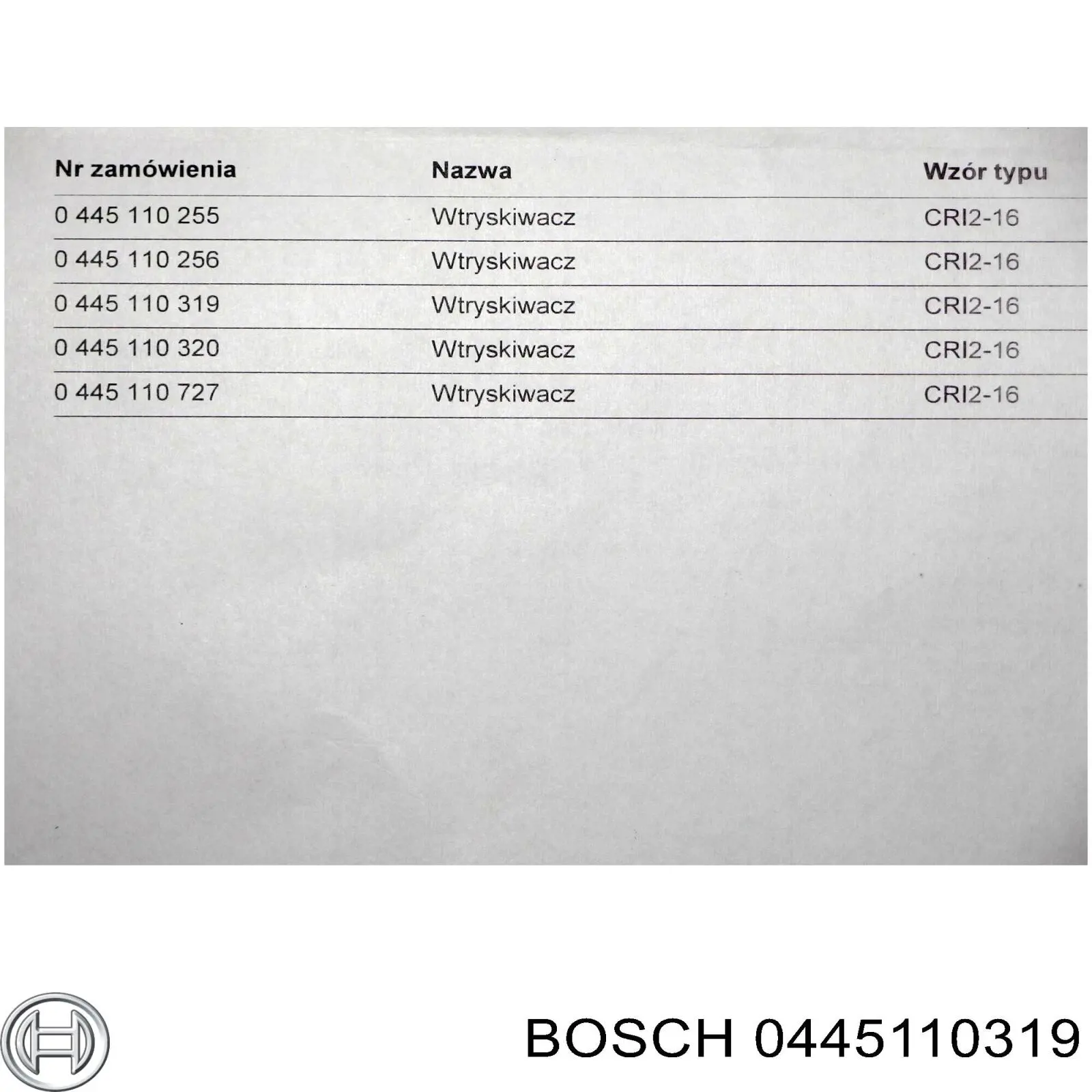 0445110319 Bosch inyector de combustible