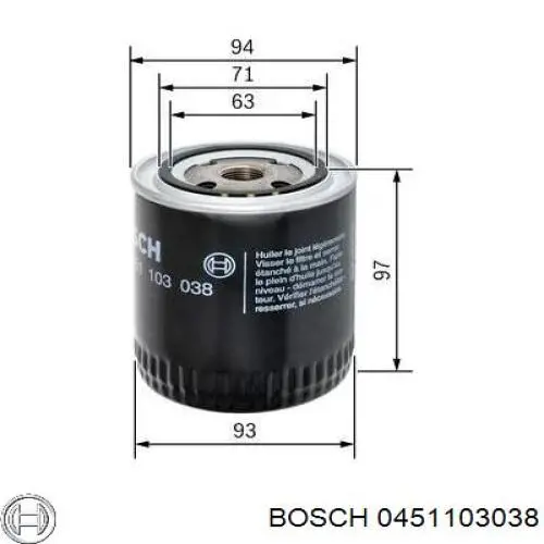 0 451 103 038 Bosch filtro de aceite